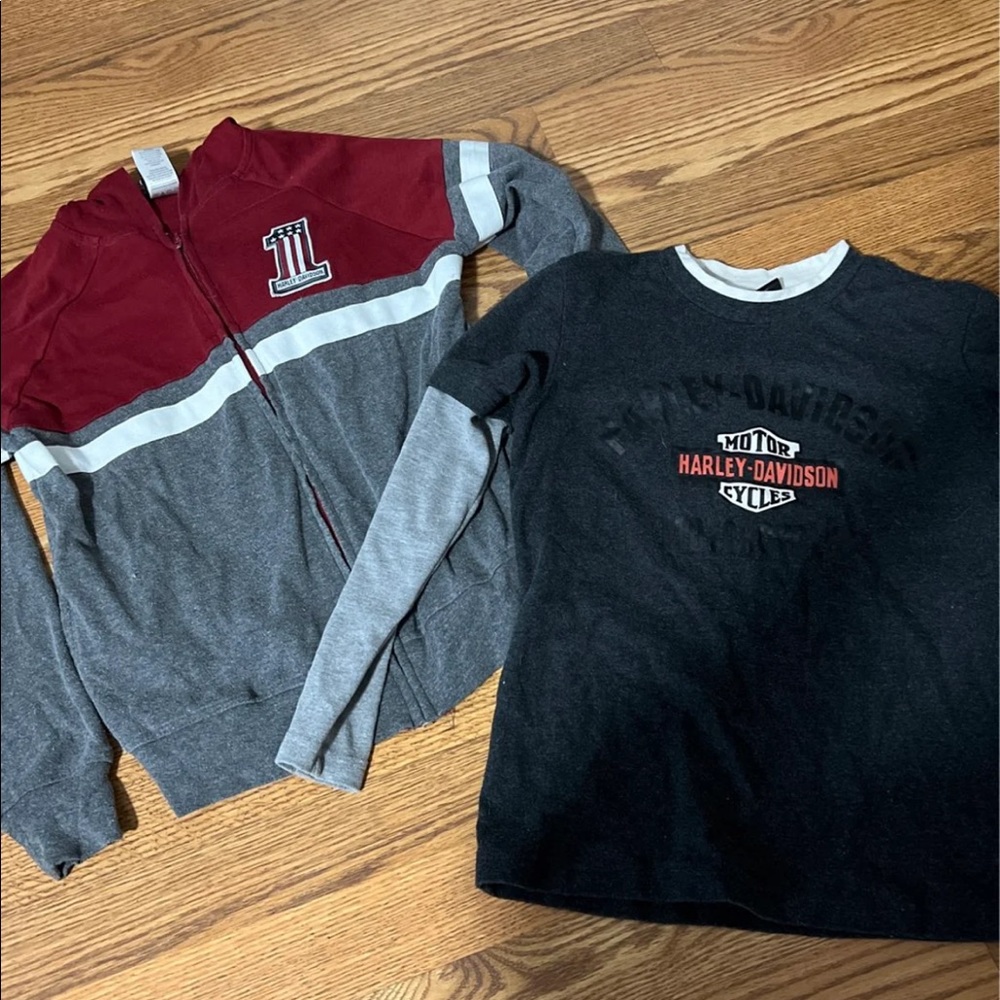 Harley zip up and long sleeve shirt